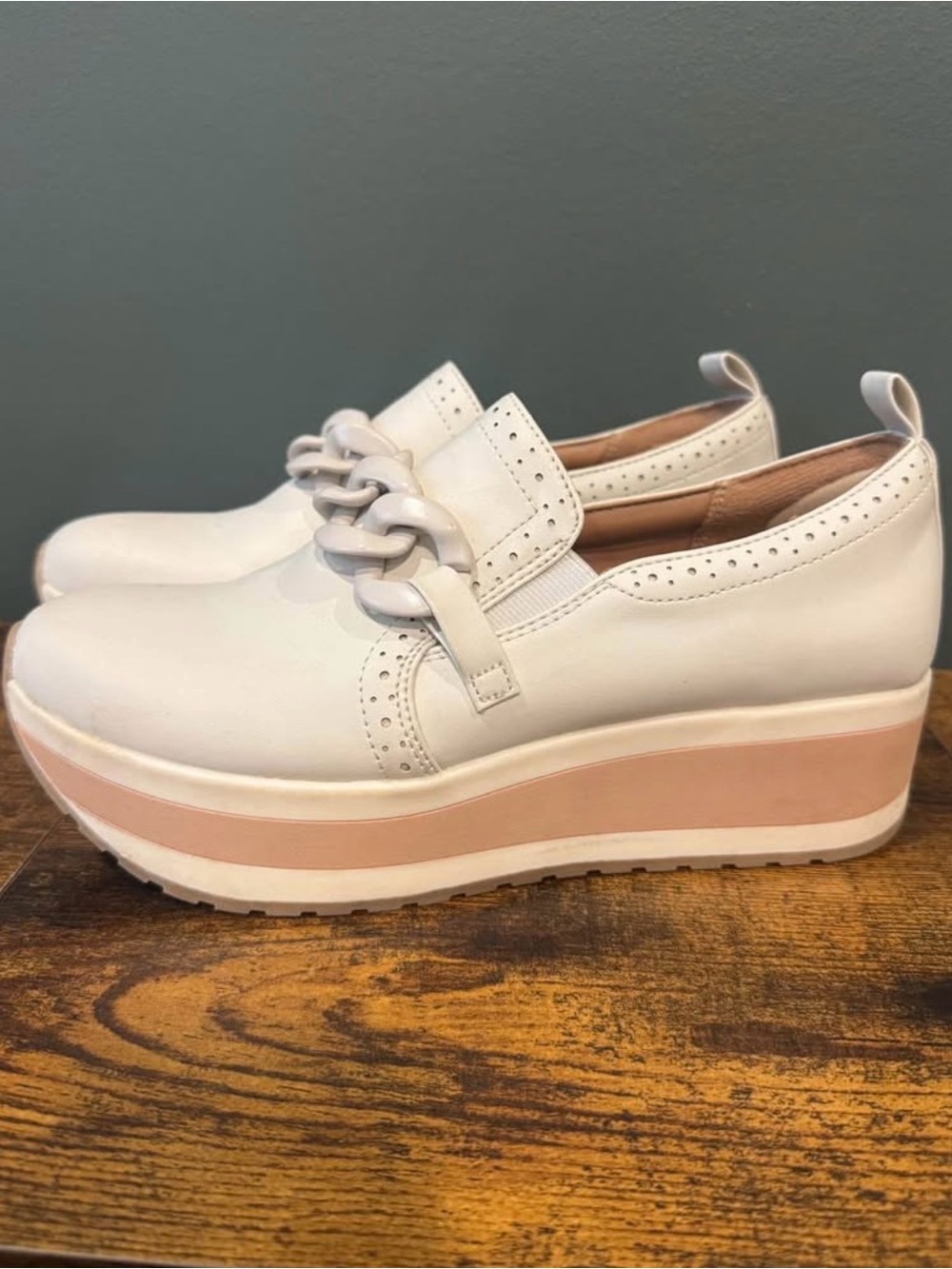 Mad Love White Platform Slip-On Loafers